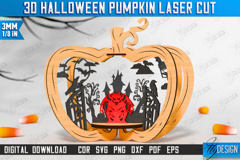 3D Halloween Pumpkin Laser Cut Bundle | Halloween Decorations | Seasonal Home Décor | CNC Files SVG Fly Design 