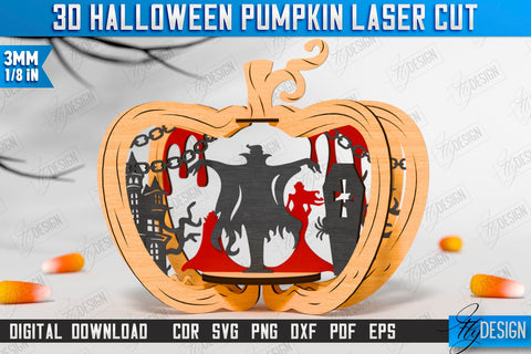 3D Halloween Pumpkin Laser Cut Bundle | Halloween Decorations | Seasonal Home Décor | CNC Files SVG Fly Design 