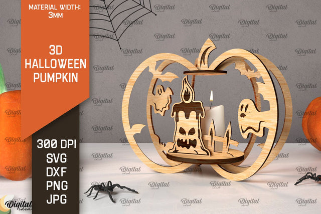 3D Halloween Pumpkin Laser Cut. Halloween Spooky Decor SVG SVG Evgenyia Guschina 