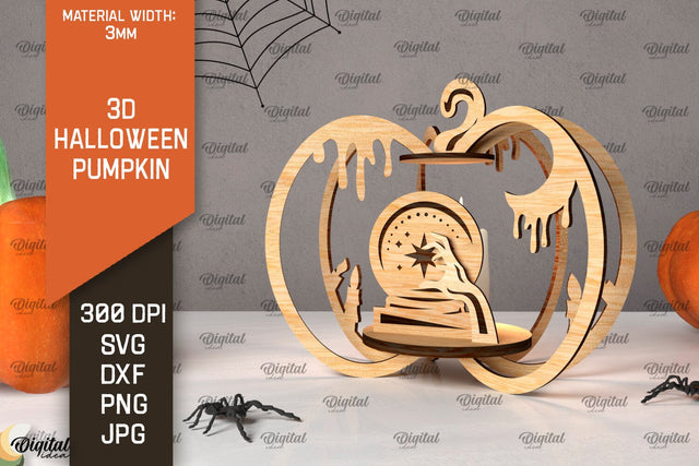 3D Halloween Pumpkin Laser Cut. Halloween Spooky Decor SVG SVG Evgenyia Guschina 
