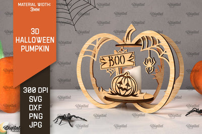 3D Halloween Pumpkin Laser Cut. Halloween Spooky Decor SVG SVG Evgenyia Guschina 