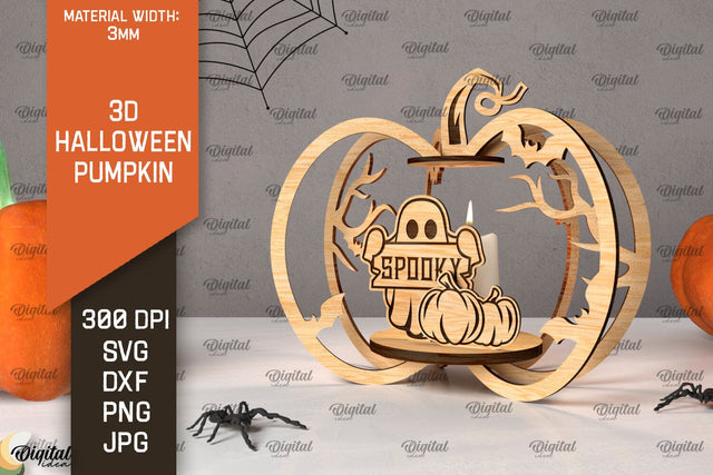 3D Halloween Pumpkin Laser Cut. Halloween Spooky Decor SVG SVG Evgenyia Guschina 