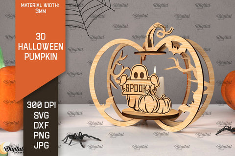 3D Halloween Pumpkin Laser Cut. Halloween Spooky Decor SVG SVG Evgenyia Guschina 
