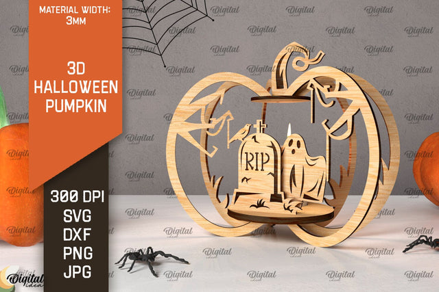 3D Halloween Pumpkin Laser Cut. Halloween Spooky Decor SVG SVG Evgenyia Guschina 