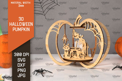 3D Halloween Pumpkin Laser Cut. Halloween Spooky Decor SVG SVG Evgenyia Guschina 