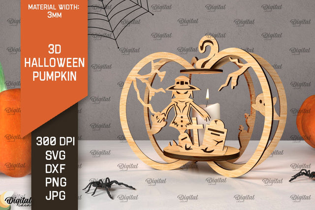 3D Halloween Pumpkin Laser Cut. Halloween Spooky Decor SVG SVG Evgenyia Guschina 
