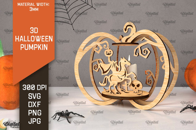 3D Halloween Pumpkin Laser Cut. Halloween Spooky Decor SVG SVG Evgenyia Guschina 