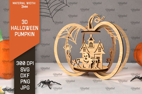 3D Halloween Pumpkins Laser Cut Bundle. Halloween Decor SVG SVG Evgenyia Guschina 
