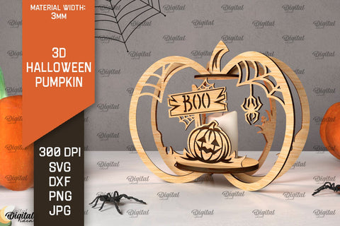 3D Halloween Pumpkins Laser Cut Bundle. Halloween Decor SVG SVG Evgenyia Guschina 