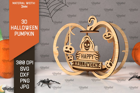 3D Halloween Pumpkins Laser Cut Bundle. Halloween Decor SVG SVG Evgenyia Guschina 