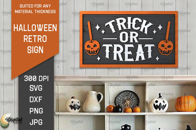 3D Halloween Retro Sign Laser Cut. Spooky wall decor SVG SVG Evgenyia Guschina 
