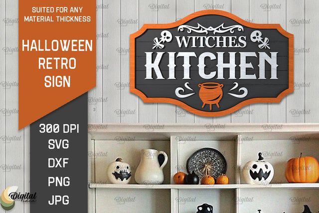 3D Halloween Retro Sign Laser Cut. Spooky wall decor SVG SVG Evgenyia Guschina 