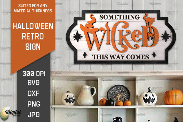 3D Halloween Retro Sign Laser Cut. Spooky wall decor SVG SVG Evgenyia Guschina 
