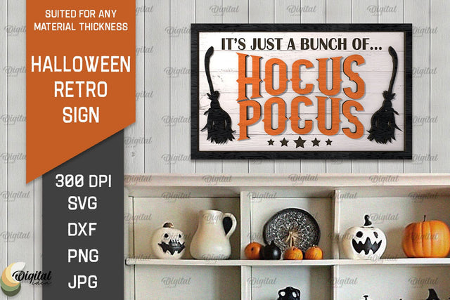 3D Halloween Retro Sign Laser Cut. Spooky wall decor SVG SVG Evgenyia Guschina 