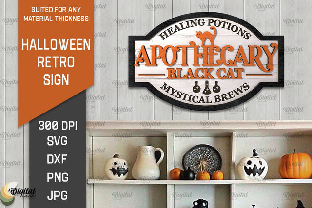 3D Halloween Retro Sign Laser Cut. Spooky wall decor SVG SVG Evgenyia Guschina 