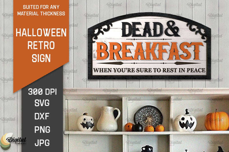 3D Halloween Retro Sign Laser Cut. Spooky wall decor SVG SVG Evgenyia Guschina 