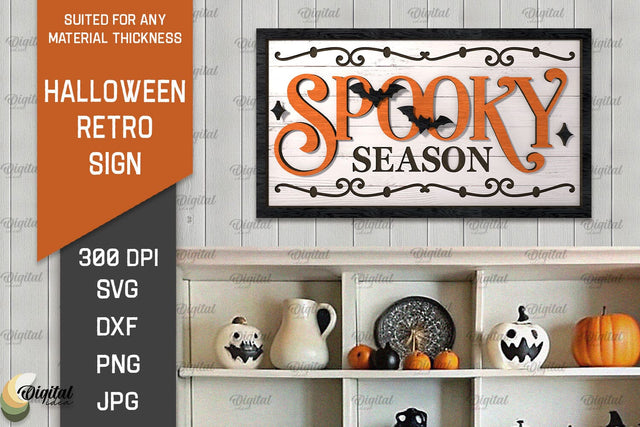 3D Halloween Retro Sign Laser Cut. Spooky wall decor SVG SVG Evgenyia Guschina 