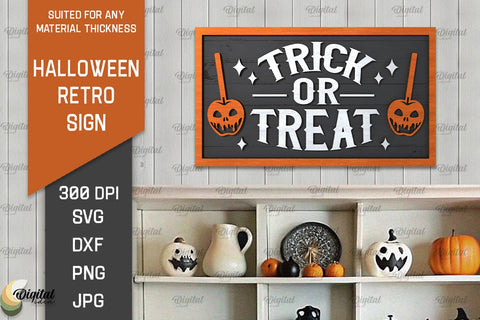3D Halloween Retro Signs Laser Cut Bundle. Spooky wall decor SVG Evgenyia Guschina 