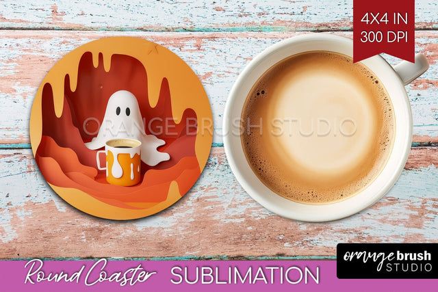 3D Halloween Round Coaster - Spooky Coaster Sublimation Sublimation OrangeBrushStudio 