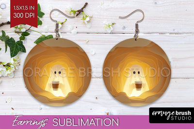 3D Halloween Round Earrings, Spooky Earring Sublimation Sublimation OrangeBrushStudio 