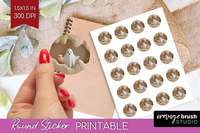 3D Halloween Round Sticker - Spooky Printable Sticker Sheet Sublimation OrangeBrushStudio 
