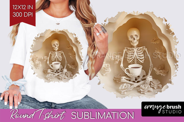 3D Halloween Round Tshirt Background, Spooky Tshirt PNG Sublimation OrangeBrushStudio 