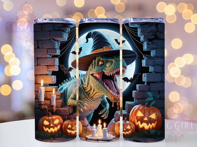 3D Halloween T-Rex Dinosaur Tumbler, Halloween Dinosaur, Spooky Wrap, 20Oz Tumbler, Sublimation Design, Jurassic Theme, Scary Creature Sublimation SvggirlplusArt 