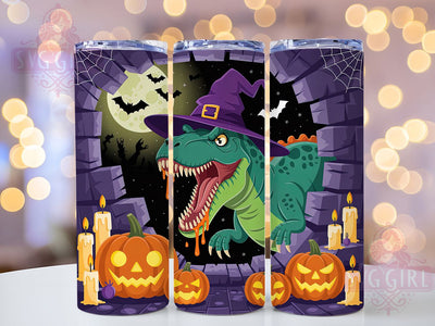 3D Halloween T-Rex Dinosaur Tumbler, Halloween Dinosaur, Spooky Wrap, 20Oz Tumbler, Sublimation Design, Jurassic Theme, Scary Creature Sublimation SvggirlplusArt 