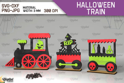 3D Halloween Train Laser Cut SVG Evgenyia Guschina 