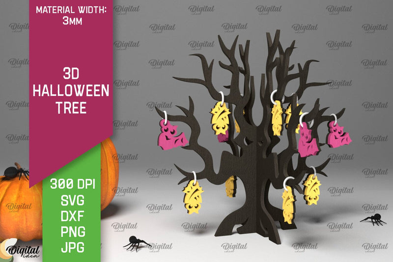 3D Halloween Tree Laser Cut. Halloween Decoration SVG SVG Evgenyia Guschina 