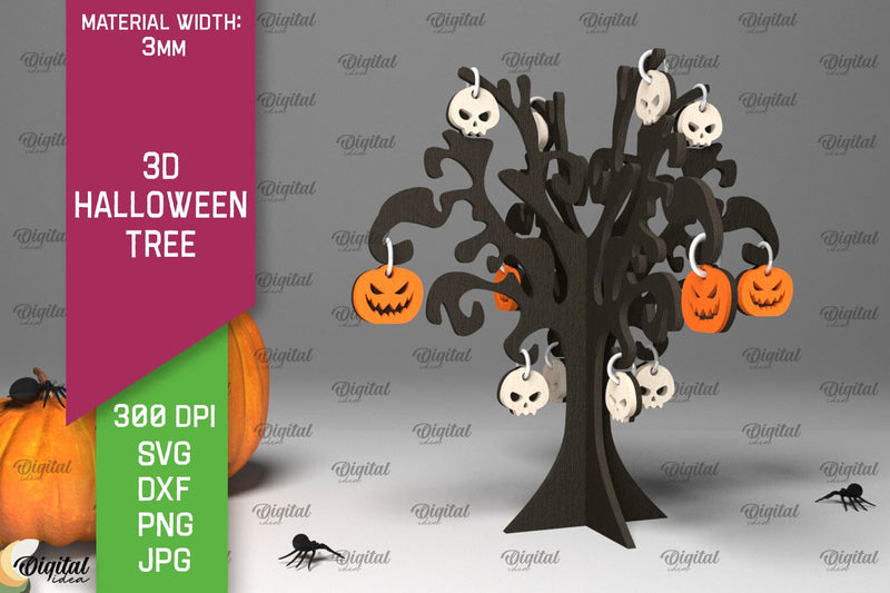 3D Halloween Tree Laser Cut. Halloween Decoration SVG SVG Evgenyia Guschina 