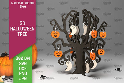 3D Halloween Tree Laser Cut. Halloween Decoration SVG SVG Evgenyia Guschina 