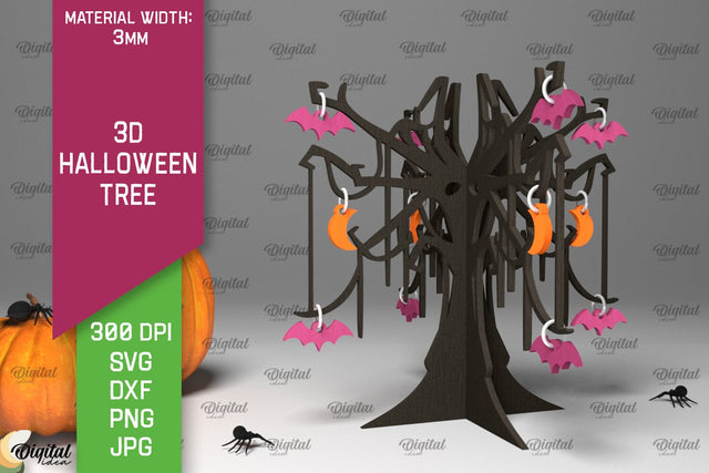 3D Halloween Tree Laser Cut. Halloween Decoration SVG SVG Evgenyia Guschina 