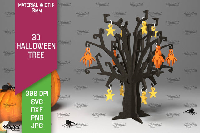 3D Halloween Tree Laser Cut. Halloween Decoration SVG SVG Evgenyia Guschina 