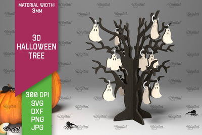 3D Halloween Tree Laser Cut. Halloween Decoration SVG SVG Evgenyia Guschina 