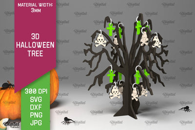 3D Halloween Tree Laser Cut. Halloween Decoration SVG SVG Evgenyia Guschina 