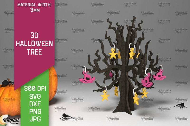 3D Halloween Tree Laser Cut. Halloween Decoration SVG SVG Evgenyia Guschina 