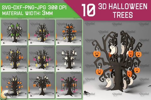 3D Halloween Trees LaserCut Bundle. Halloween Decoration SVG SVG Evgenyia Guschina 