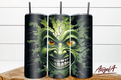 3d halloween tumbler wrap / Halloween monster scary face PNG Sublimation Angelina Semenova 