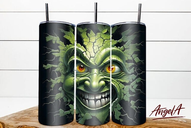 3d halloween tumbler wrap / Halloween monster scary face PNG Sublimation Angelina Semenova 