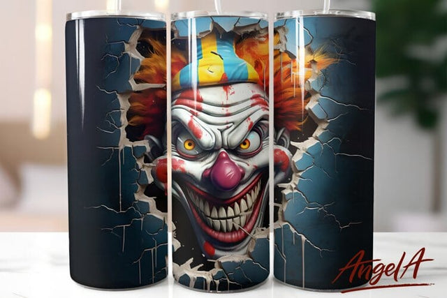 3d halloween tumbler wrap / Scary clown tumbler / horror PNG Sublimation Angelina Semenova 