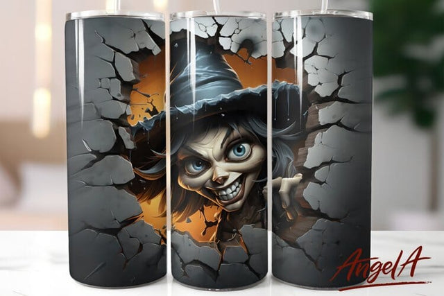 3d halloween tumbler wrap / Scary witch tumbler / horror PNG Sublimation Angelina Semenova 
