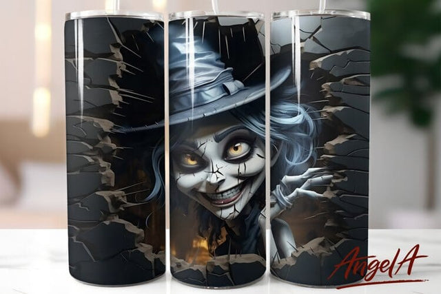3d halloween tumbler wrap / Scary witch tumbler / horror PNG Sublimation Angelina Semenova 