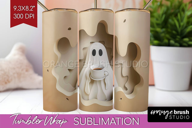3D Halloween Tumbler Wrap - Spooky Tumbler Sublimation Sublimation OrangeBrushStudio 