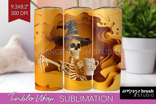 3D Halloween Tumbler Wrap - Spooky Tumbler Sublimation Sublimation OrangeBrushStudio 