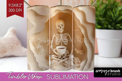 3D Halloween Tumbler Wrap - Spooky Tumbler Sublimation Sublimation OrangeBrushStudio 