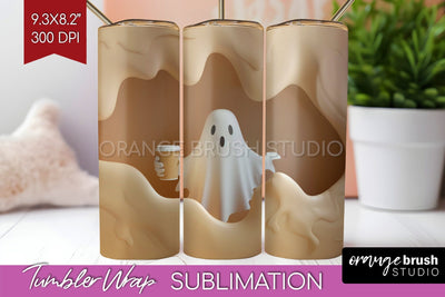 3D Halloween Tumbler Wrap - Spooky Tumbler Sublimation Sublimation OrangeBrushStudio 