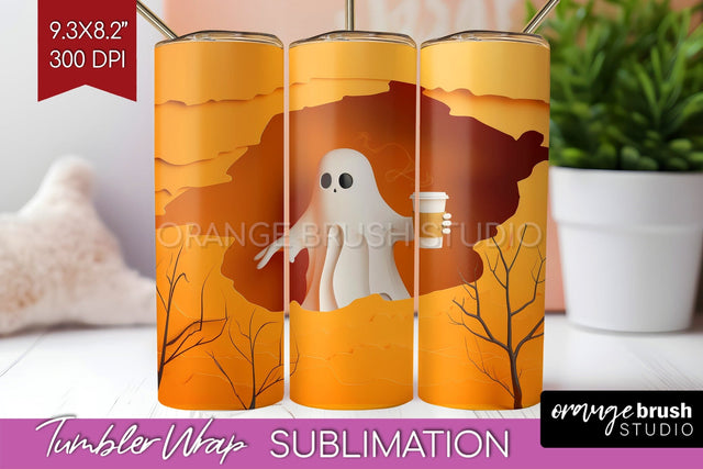 3D Halloween Tumbler Wrap - Spooky Tumbler Sublimation Sublimation OrangeBrushStudio 