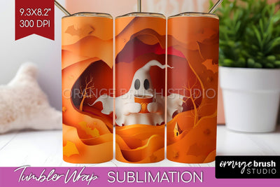 3D Halloween Tumbler Wrap - Spooky Tumbler Sublimation Sublimation OrangeBrushStudio 