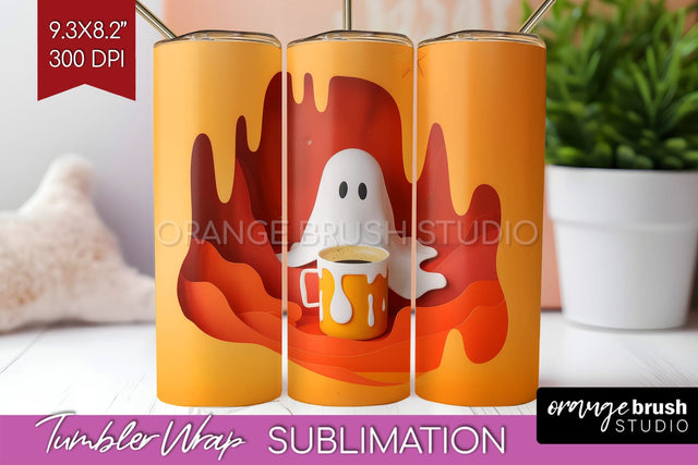 3D Halloween Tumbler Wrap - Spooky Tumbler Sublimation Sublimation OrangeBrushStudio 